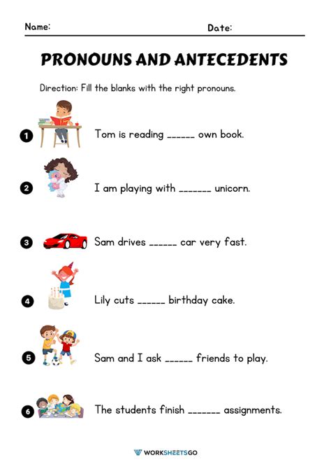 pronouns and antecedents worksheets grade 2